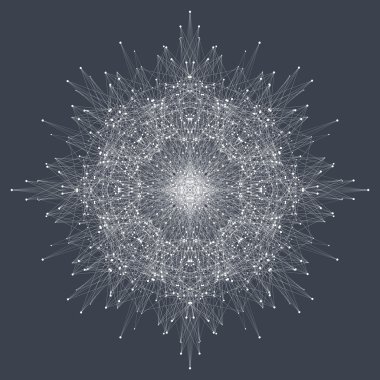 Fraktal öğeyle bileşikler çizgiler ve noktalar. Büyük veri karmaşık. Grafik arka plan iletişim. En az dizi. Dijital veri görselleştirme. Vektör çizim büyük veri.