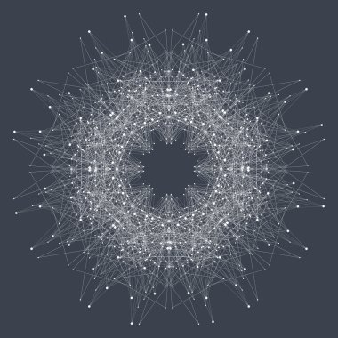 Fraktal öğeyle bileşikler çizgiler ve noktalar. Büyük veri karmaşık. Grafik arka plan iletişim. En az dizi. Dijital veri görselleştirme. Vektör çizim büyük veri