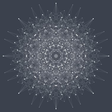 Fraktal öğeyle bileşikler çizgiler ve noktalar. Büyük veri karmaşık. Grafik arka plan iletişim. En az dizi. Dijital veri görselleştirme. Vektör çizim büyük veri.