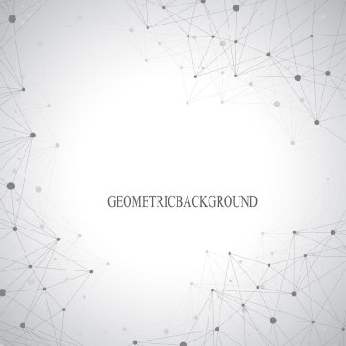 Bağlantılı çizgi ve noktalar ile geometrik arka plan. Tasarımınız için grafik arka plan. Vektör çizim.