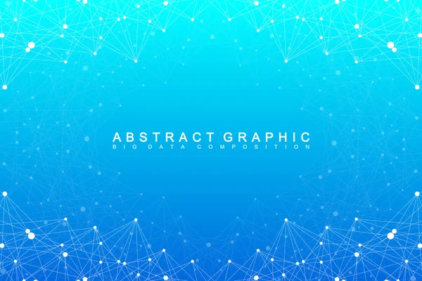 Complejo de macrodatos. Comunicación gráfica abstracta de fondo. Fondo de perspectiva de la profundidad. Arreglo mínimo con líneas y puntos compuestos. Visualización digital de datos. Ilustración vectorial Big data . — Archivo Imágenes Vectoriales