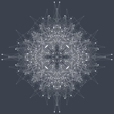 Fraktal öğeyle bileşikler çizgiler ve noktalar. Büyük veri karmaşık. Grafik arka plan iletişim. En az dizi. Dijital veri görselleştirme. Vektör çizim büyük veri