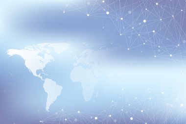 Büyük veri karmaşık. Grafik arka plan iletişim. Perspektif zemin Dünya Haritası ile. Bileşikler çizgiler ve noktalar içeren en az bir dizi. Dijital veri görselleştirme. Büyük veri vektör çizim.