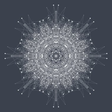 Fraktal öğeyle bileşikler çizgiler ve noktalar. Büyük veri karmaşık. Grafik arka plan iletişim. En az dizi. Dijital veri görselleştirme. Vektör çizim büyük veri
