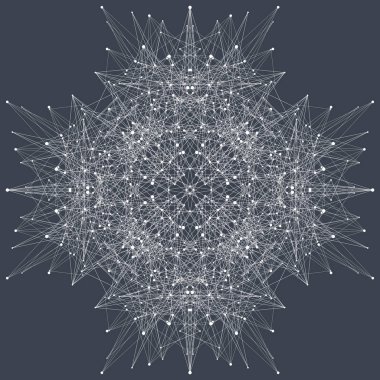 Fraktal öğeyle bileşikler çizgiler ve noktalar. Büyük veri karmaşık. Grafik arka plan iletişim. Büyük veri en az dizi. Dijital veri görselleştirme. Vektör çizim.