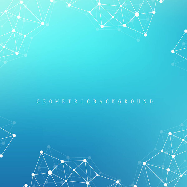 Graphic abstract background communication. Big data complex. Perspective backdrop of depth. Minimal array with compounds lines and dots. Digital data visualization. Big data vector illustration.