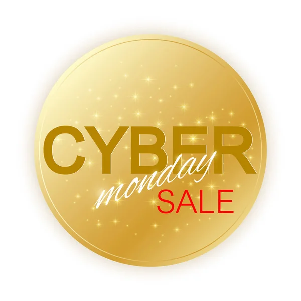 Знак Cyber Monday Sale искушает. Рекламный дизайн баннера. Киберпонедельник с золотой меткой . — стоковый вектор