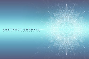 Graphic abstract background communication. Big data complex. Perspective backdrop of depth. Minimal array with compounds lines and dots. Digital data visualization. Big data vector illustration. clipart