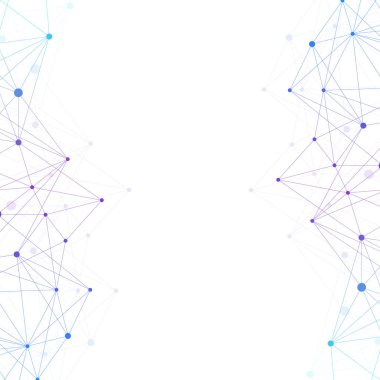 Bağlantılı çizgi ve noktalar ile geometrik arka plan. Tasarımınız için grafik arka plan. Vektör çizim.