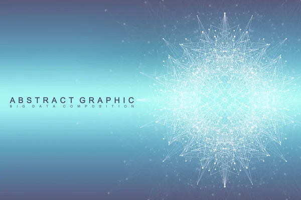 Comunicação de fundo abstrata gráfica. Complexo de Big Data. Perspectiva de fundo de profundidade. Array mínimo com linhas de compostos e pontos. Visualização de dados digitais. Ilustração vetorial de Big Data . — Vetor de Stock