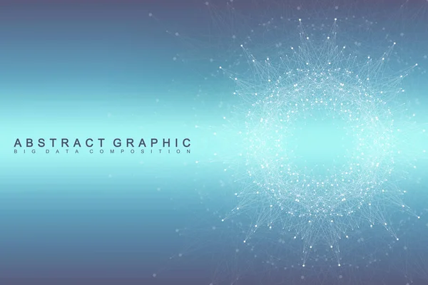 Absztrakt background vele grafikus kommunikáció. Nagy adatok összetett. Perspektíva hátteret a mélység. Minimális tömb vegyületek vonalakat és pontokat. Digitális adatok visualization. Nagy adatok vektor illusztráció. — Stock Vector