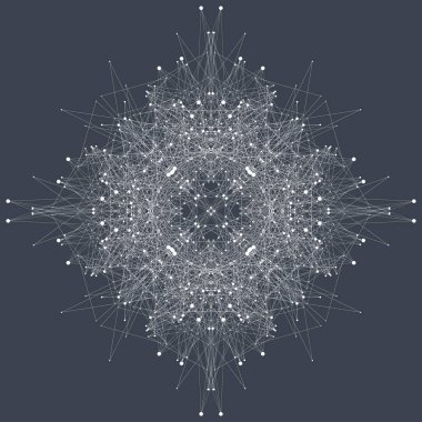 Fraktal öğeyle bileşikler çizgiler ve noktalar. Büyük veri karmaşık. Grafik arka plan iletişim. Büyük veri en az dizi. Dijital veri görselleştirme. Vektör çizim.