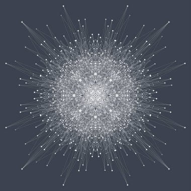 Fraktal öğeyle bileşikler çizgiler ve noktalar. Büyük veri karmaşık. Grafik arka plan iletişim. Büyük veri en az dizi. Dijital veri görselleştirme. Vektör çizim.