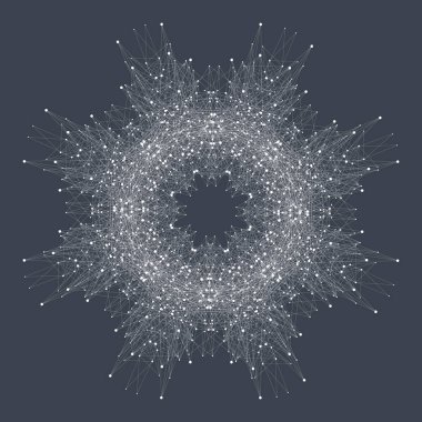 Fraktal öğeyle bileşikler çizgiler ve noktalar. Büyük veri karmaşık. Grafik arka plan iletişim. Büyük veri en az dizi. Dijital veri görselleştirme. Vektör çizim.