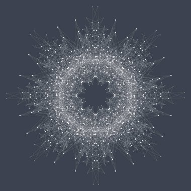 Fraktal öğeyle bileşikler çizgiler ve noktalar. Büyük veri karmaşık. Grafik arka plan iletişim. Büyük veri en az dizi. Dijital veri görselleştirme. Satırları pleksus. Vektör çizim.