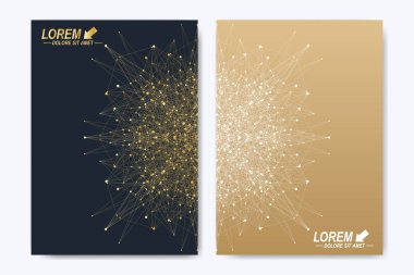 Broşür, broşür, el ilanı, kapak, dergi veya yıllık raporu modern vektör şablonu. A4 boyutunda altın düzeni. İş, bilim ve teknoloji tasarım kitap düzeni. Altın mandala sunuyla.