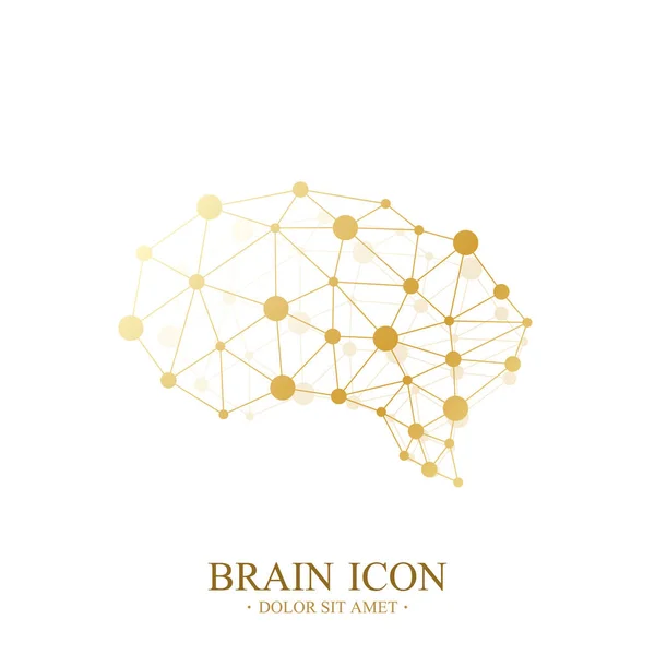 Premium Vector Template Brain Logo. Creative Concept Design Brain Icon. Medical Design Golden Brain Logo. — Stock Vector