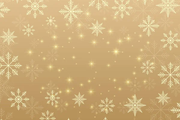 Kerstfeest en Happy New Years achtergrond met gouden sneeuwvlokken. Vectorillustratie. — Stockvector