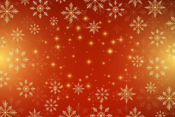 Χριστούγεννα και Ευτυχισμένο το νέο έτος φόντο με χρυσή νιφάδες χιονιού. Vector εικονογράφηση. — Διανυσματικό Αρχείο