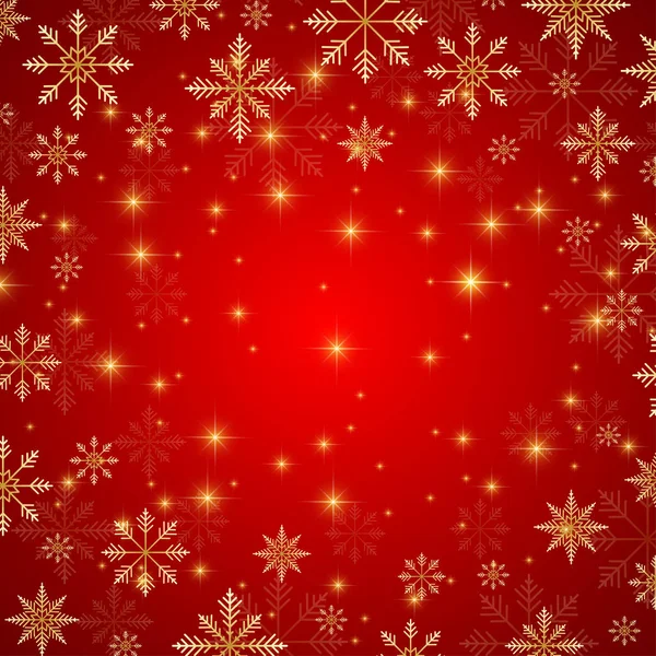 Kerstfeest en Happy New Years achtergrond met gouden sneeuwvlokken. Vectorillustratie. — Stockvector