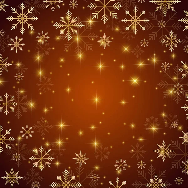 Świąt Bożego Narodzenia i szczęśliwego nowego roku tło z złote płatki śniegu. Ilustracja wektorowa. — Wektor stockowy