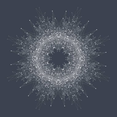 Fraktal öğeyle bileşikler çizgiler ve noktalar. Büyük veri karmaşık. Grafik arka plan iletişim. En az dizi. Dijital veri görselleştirme. Satırları pleksus. Vektör çizim.