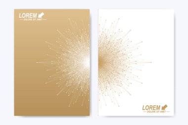 Modern vektör şablonu için broşür broşür el ilanı kapak katalog dergi veya faaliyet raporu. A4 boyutunda altın düzeni. İş, bilim ve teknoloji tasarım kitap düzeni. Mandala sunuyla.