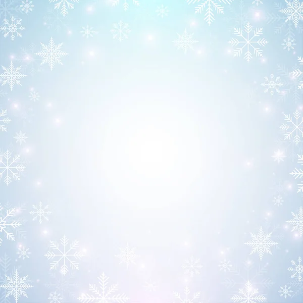 Kerstfeest en Happy New Years achtergrond met sneeuwvlokken. Vectorillustratie. — Stockvector