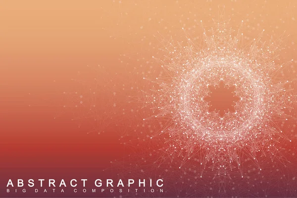 Fond abstrait géométrique avec lignes et points connectés. Complexe Big Data avec composé. Perspective backdrop molecule and communication. Visualisation minimale des données. Illustration vectorielle scientifique — Image vectorielle