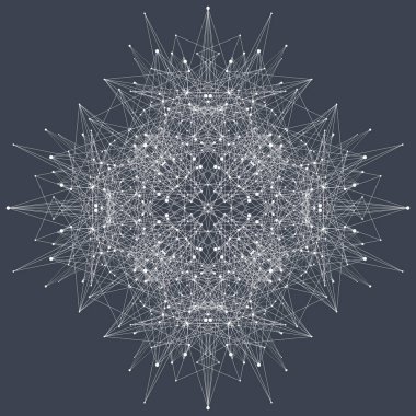 Fraktal öğeyle bileşikler çizgiler ve noktalar. Büyük veri karmaşık. Grafik arka plan iletişim. En az dizi. Dijital veri görselleştirme. Satırları pleksus. Vektör çizim.