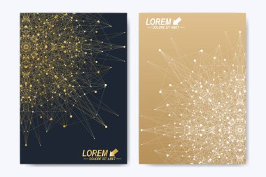 Modern vektör şablonu için broşür broşür el ilanı kapak katalog dergi veya faaliyet raporu. A4 boyutunda altın düzeni. İş, bilim ve teknoloji tasarım kitap düzeni. Mandala sunuyla.