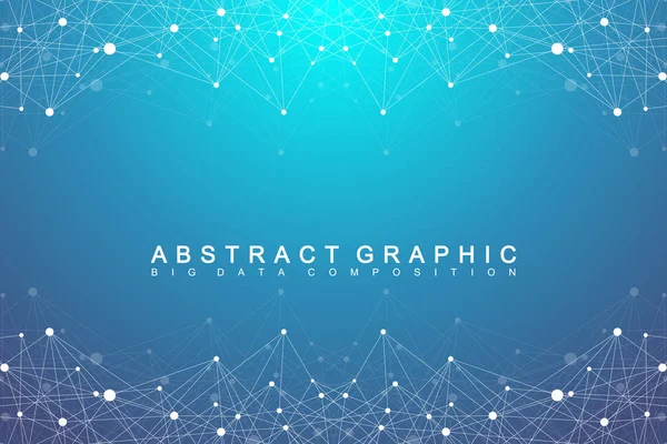 Molécula geométrica de fondo gráfico y comunicación. Complejo de macrodatos con compuestos. Fondo de perspectiva. Arreglo mínimo. Visualización digital de datos. Ilustración científica de vectores cibernéticos . — Archivo Imágenes Vectoriales