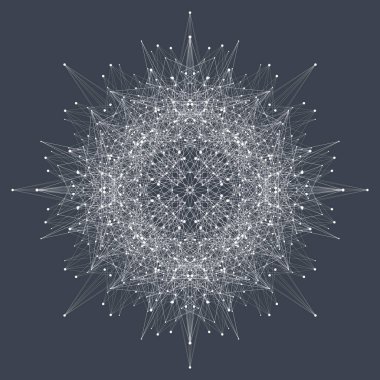 Fraktal öğeyle bileşikler çizgiler ve noktalar. Büyük veri karmaşık. Grafik arka plan iletişim. En az dizi. Dijital veri görselleştirme. Satırları pleksus. Vektör çizim.