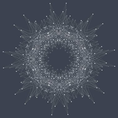 Fraktal öğeyle bileşikler çizgiler ve noktalar. Büyük veri karmaşık. Grafik arka plan iletişim. En az dizi. Dijital veri görselleştirme. Satırları pleksus. Vektör çizim.