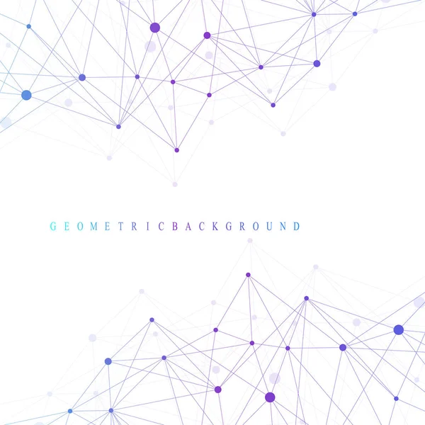 Geometrische grafische achtergrond molecuul en communicatie. Grote gegevens complex met verbindingen. Perspectief achtergrond. Minimale matrix. Digitale data visualisatie. Wetenschappelijke cybernetische vectorillustratie. — Stockvector