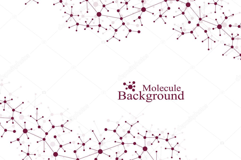 Modern Structure Molecule DNA. Atom. Molecule and communication background for medicine, science, technology, chemistry. Medical scientific backdrop.