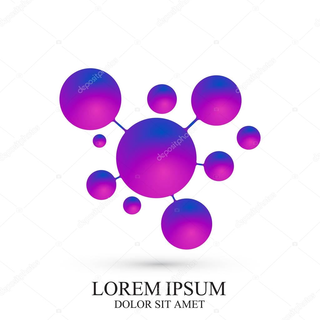 3D Logotype icon dna and molecule. Vector template Logo for medicine, science, technology, chemistry, biotechnology