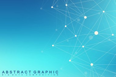 Geometrik grafik arka plan molekül ve iletişim. Büyük veri bileşikler ile karmaşık. Satırları pleksus, en az dizi. Dijital veri görselleştirme. Bilimsel sibernetik vektör çizim.