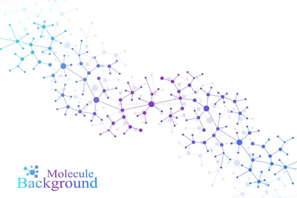 Modern Structure Molecule DNA. Átomo. Antecedentes moleculares y de comunicación para medicina, ciencia, tecnología, química. Fondo científico médico. Plexo de líneas. Superficie de la tarjeta, ilustración del vector . — Vector de stock