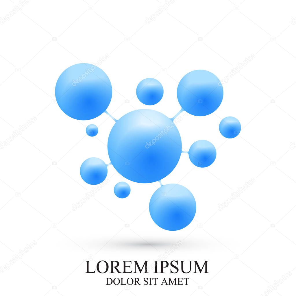 3D Logotype icon dna and molecule. Vector template Logo for medicine, science, technology, chemistry, biotechnology.