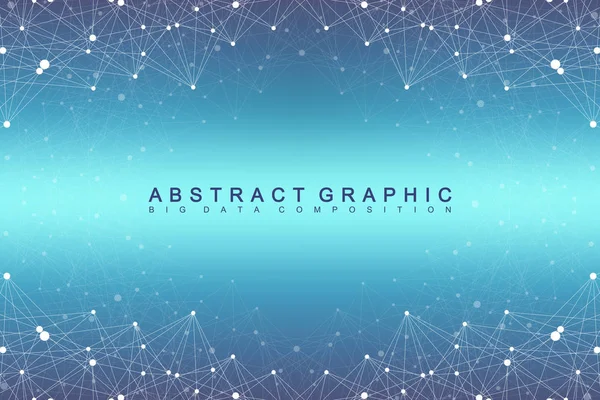 Complexo de Big Data. Comunicação de fundo abstrata gráfica. Perspectiva de fundo de profundidade. Array mínimo com linhas de compostos e pontos. Visualização de dados digitais. Ilustração vetorial . — Vetor de Stock