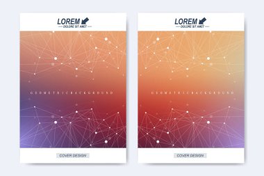 Modern vektör şablonu için broşür, broşür, el ilanı, ilan, kapak, katalog, dergi veya yıllık raporu. A4 boyutunda. İş, bilim, tıbbi tasarım. Sibernetik noktalar. Satırları pleksus. Kart yüzeyi.
