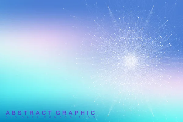 Fractal element with connected lines and dots. Big data complex. Virtual background communication or particle compounds. Digital data visualization, minimal array. Lines plexus. Vector illustration. — Stock Vector