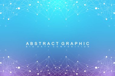 Geometrik grafik arka plan molekül ve iletişim. Büyük veri bileşikler ile karmaşık. Satırları pleksus, en az dizi. Dijital veri görselleştirme. Bilimsel sibernetik vektör çizim.