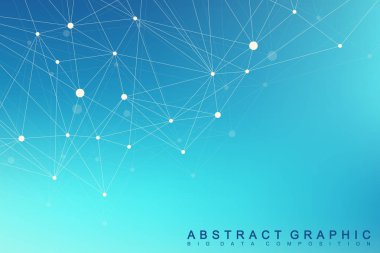 Geometrik grafik arka plan molekül ve iletişim. Büyük veri bileşikler ile karmaşık. Satırları pleksus, en az dizi. Dijital veri görselleştirme. Bilimsel sibernetik vektör çizim.