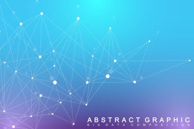 Geometrik grafik arka plan molekül ve iletişim. Büyük veri bileşikler ile karmaşık. Satırları pleksus, en az dizi. Dijital veri görselleştirme. Bilimsel sibernetik vektör çizim.