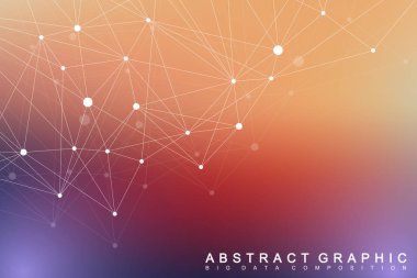Geometrik grafik arka plan molekül ve iletişim. Büyük veri bileşikler ile karmaşık. Perspektif zemin. En az dizi. Dijital veri görselleştirme. Bilimsel sibernetik vektör çizim.