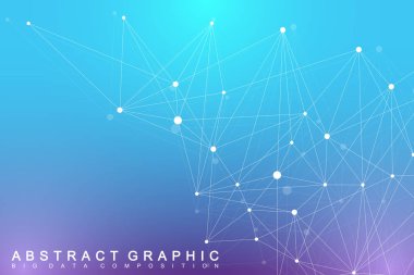 Geometrik grafik arka plan molekül ve iletişim. Büyük veri bileşikler ile karmaşık. Perspektif zemin. En az dizi. Dijital veri görselleştirme. Bilimsel sibernetik vektör çizim.