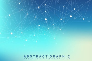 Geometrik grafik arka plan molekül ve iletişim. Büyük veri bileşikler ile karmaşık. Perspektif zemin. En az dizi. Dijital veri görselleştirme. Bilimsel sibernetik vektör çizim.