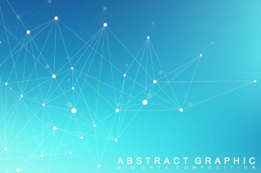 Geometrik grafik arka plan molekül ve iletişim. Büyük veri bileşikler ile karmaşık. Perspektif zemin. En az dizi. Dijital veri görselleştirme. Bilimsel sibernetik vektör çizim.